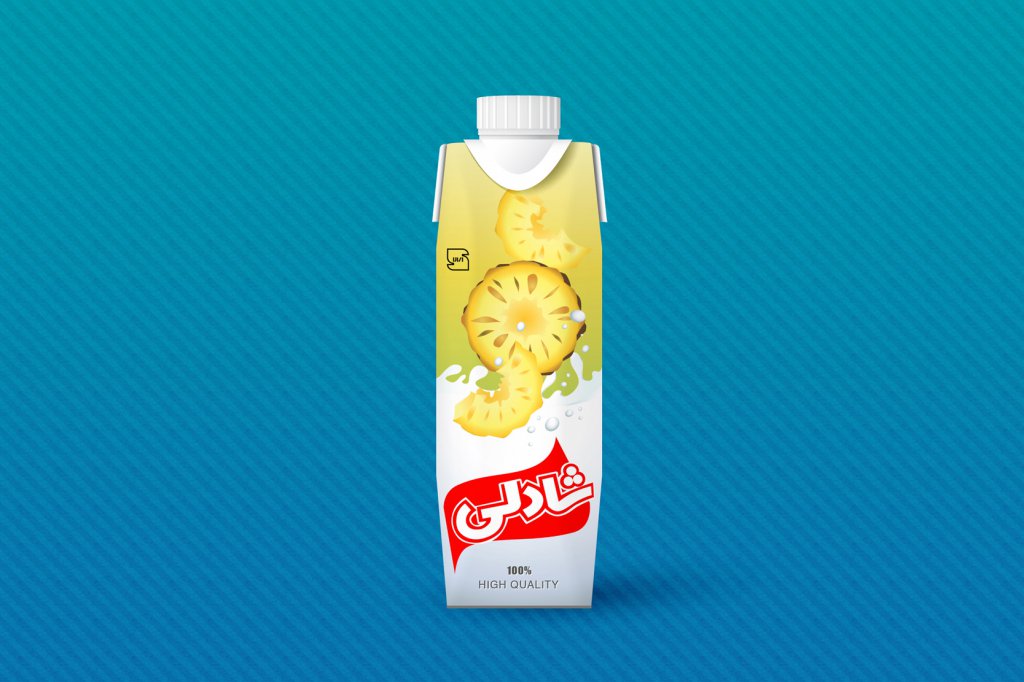طرح لایه باز موکاپ پاکت آبمیوه