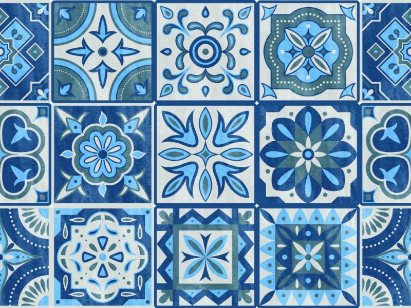 کاشی-تکه-ای-آبی-رنگ-