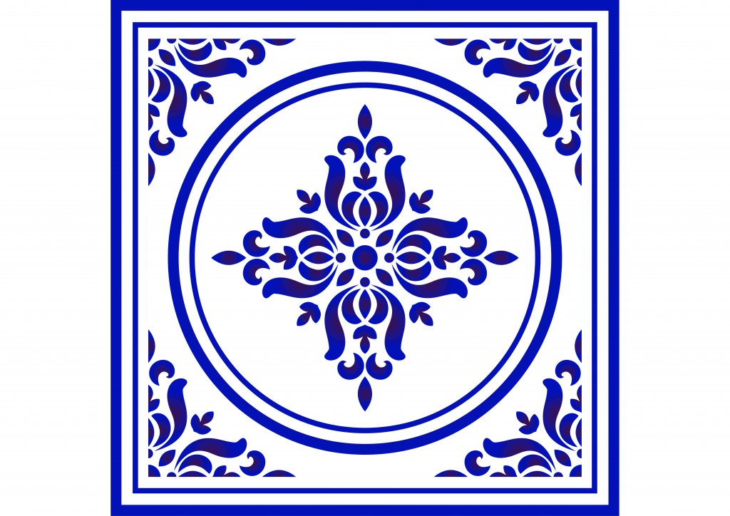 وکتور الگوی گل چینی آبی و سفید