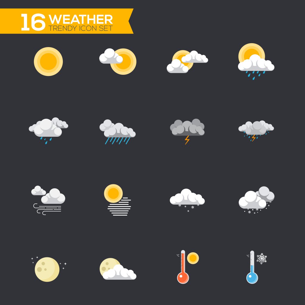 آیکون مسطح اب و هوا برای برنامه های وب و تلفن همراه