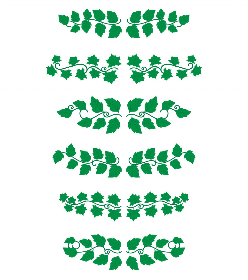 دانلود طرح لایه باز وکتور حاشیه زینتی با برگ های سبز رنگ