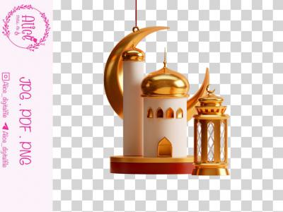 طرح ماه رمضان png بدون زمینه