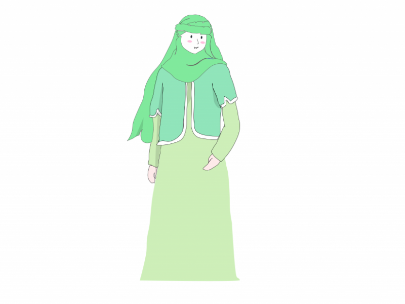 وکتور-کارتونی-دختر-باحجاب-سبز