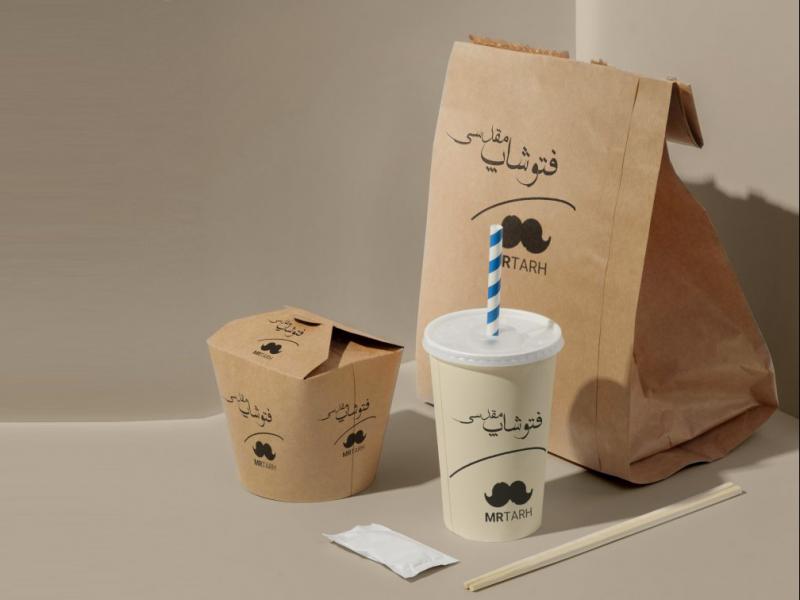 موکاپ-بسته-بندی-فست-فود-با-کاغذ-کرفت-