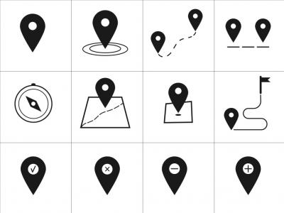 دانلود طرح لایه باز وکتور مجموعه آیکن لوکیشن