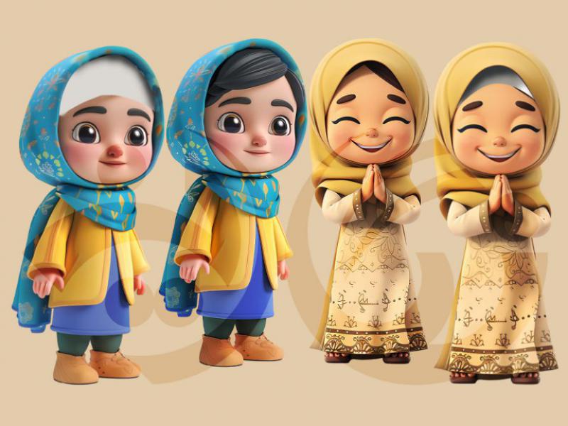 کاراکتر-سه-بعدی-دختر-خانم-با-حجاب