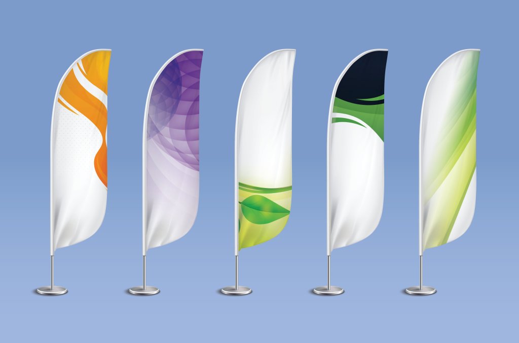 مجموعه ۵ عددی پس‌زمینه بنر پرچم ساحلی (Beach Flag) | فایل لایه‌باز EPS, AI, JPG