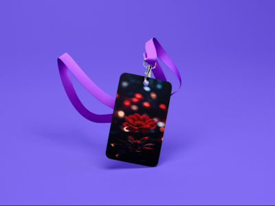 موکاپ پریمیوم لایه باز سه بعدی کارت شناسایی گردنی psd