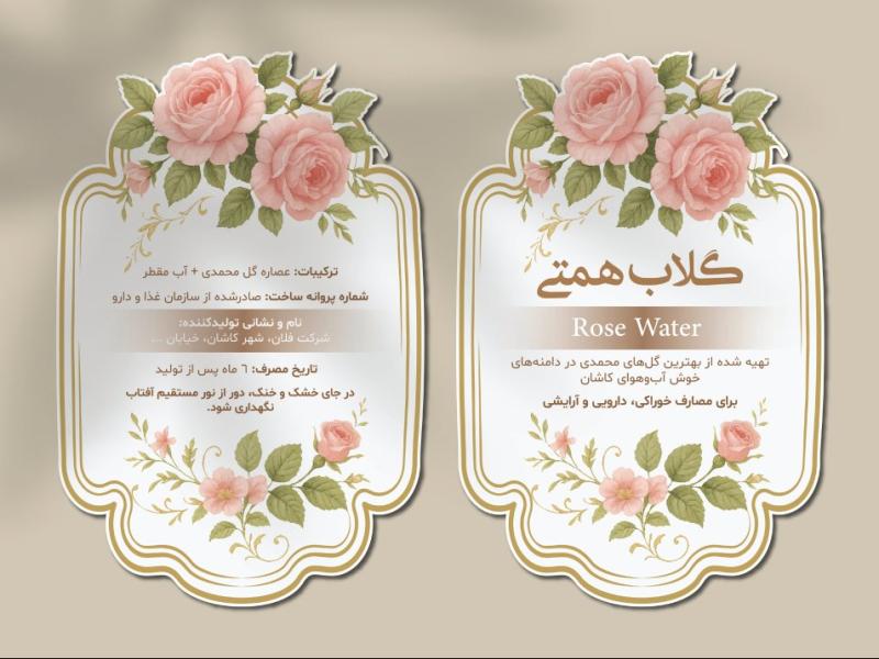 طرح-لایه-باز-لیبل-گلاب-و-عطر-|-فرمت-EPS-+-فونت‌ها