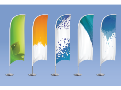 مجموعه ۵ عددی پس‌زمینه بنر پرچم ساحلی (Beach Flag) | فایل لایه‌باز EPS, AI, JPG