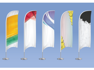 مجموعه ۵ عددی پس‌زمینه بنر پرچم ساحلی (Beach Flag) | فایل لایه‌باز EPS, AI, JPG