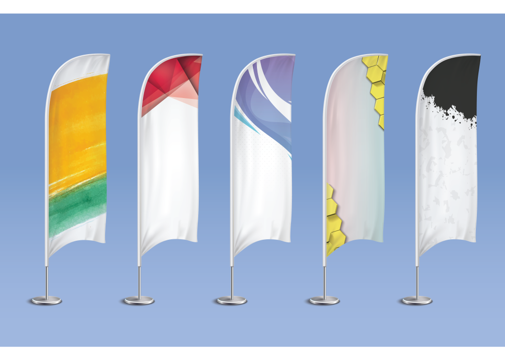 مجموعه ۵ عددی پس‌زمینه بنر پرچم ساحلی (Beach Flag) | فایل لایه‌باز EPS, AI, JPG