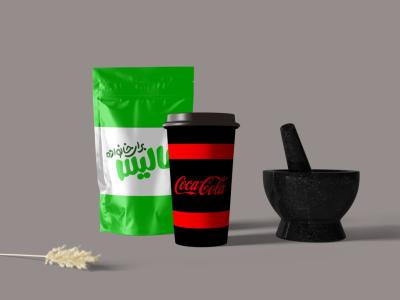 طرح لایه باز موکاپ لیوان و بسته بندی