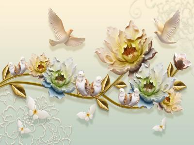 گل و پرنده چینی لایه باز