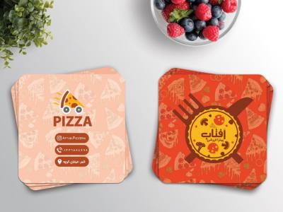 کارت ویزیت مربعی پیتزا فروشی