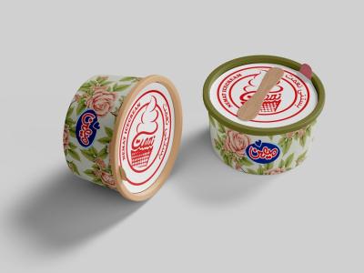  لایه باز موکاپ ظرف ماست و بستنی