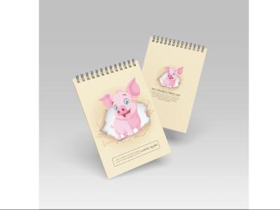طرح لایه باز جلد دفتر و دفترچه با طرح خوک کارتونی دوست‌داشتنی