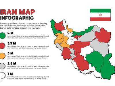 وکتور لایه باز اینفو گرافیک نقشه ایران 
