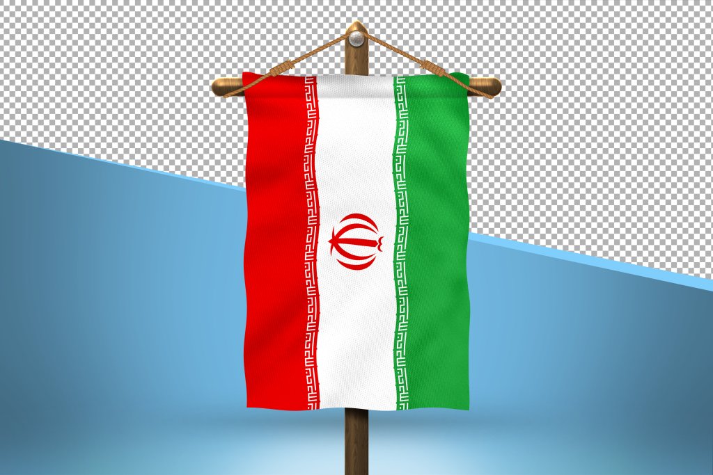 فایل لایه باز پس زمینه پرچم ایران آویزان شده 