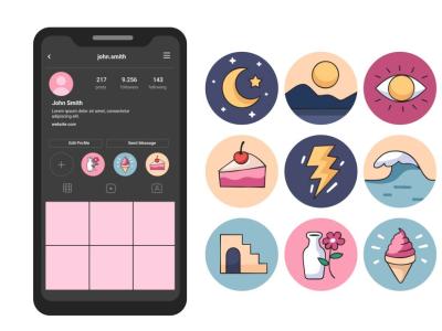 وکتور مجموعه کاور هایلایت استوری اینستاگرام 