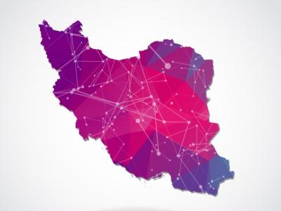 وکتور چند ضلعی نقشه ایران رنگارنگ 