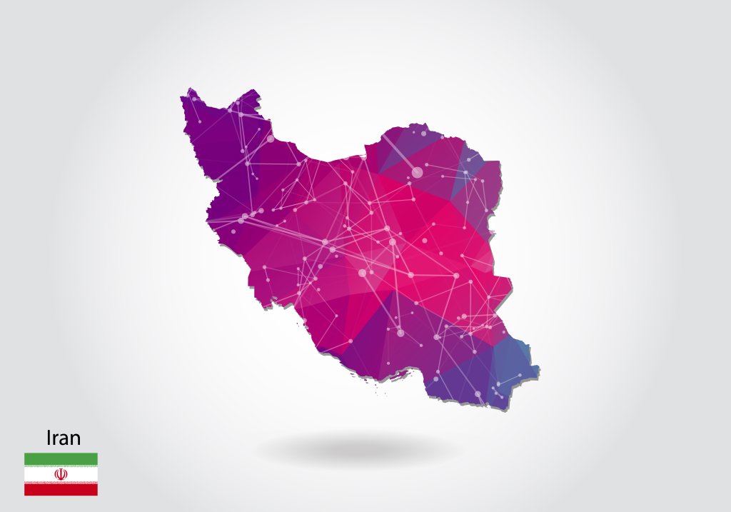 وکتور چند ضلعی نقشه ایران رنگارنگ 