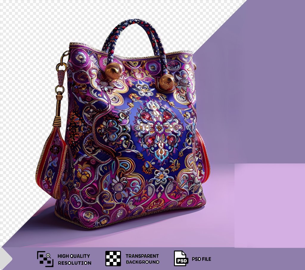 فایل لایه باز کیف سنتی رنگ بنفش 