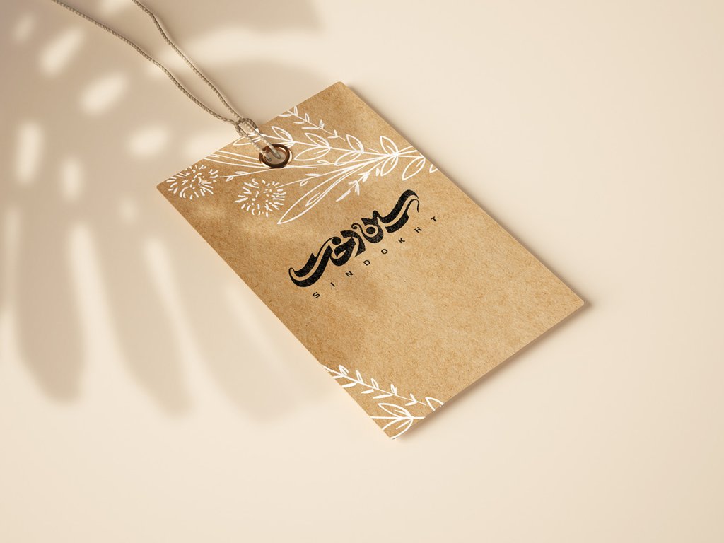  موکاپ اتیکت سه بعدی