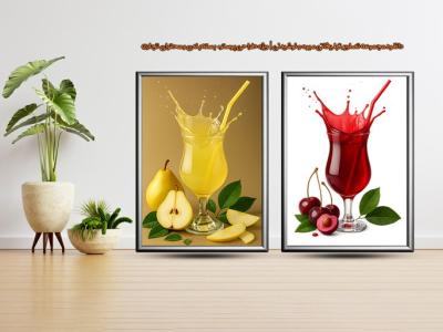 مجموعه تصاویر تبلیغاتی میوه و نوشیدنی همراه اسپلش