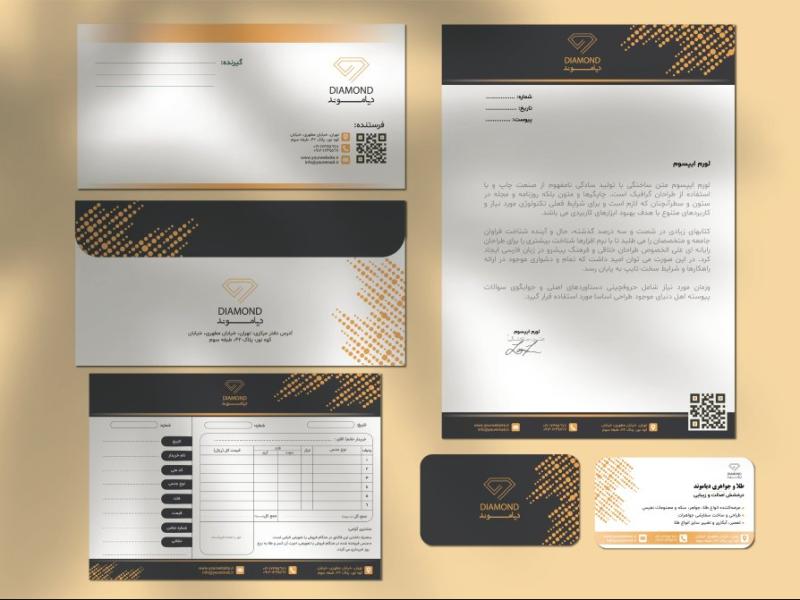 دانلود-طرح-لایه-باز-ست-اداری-طلا-و-جواهر-فروشی-|-طراحی-لوکس-شامل-سربرگ،-کارت-ویزیت،-فاکتور-و-پاکت-نامه