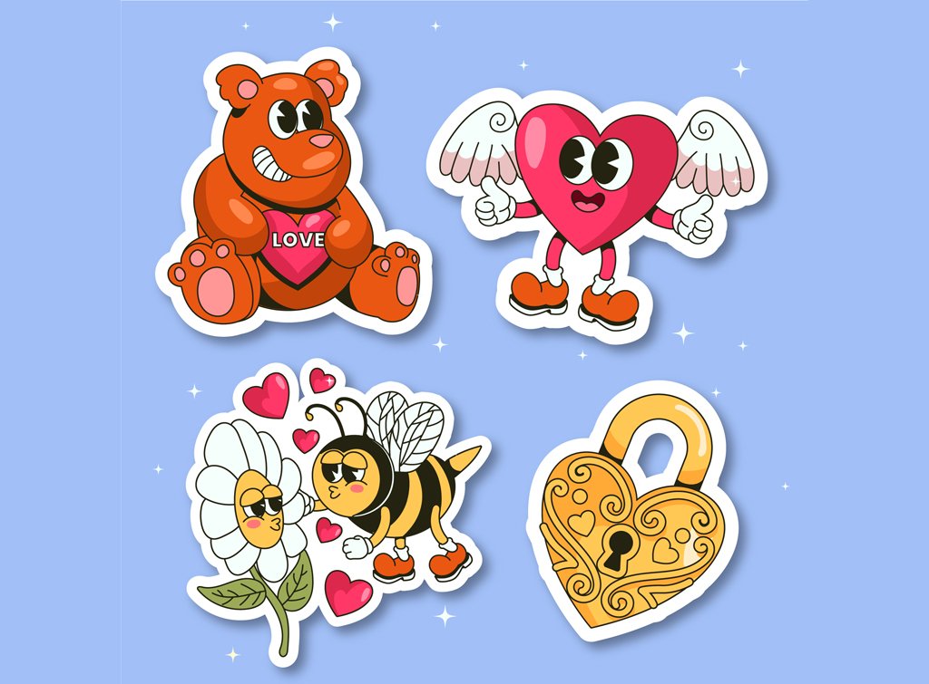 وکتور مجموعه برچسب های روز ولنتاین 