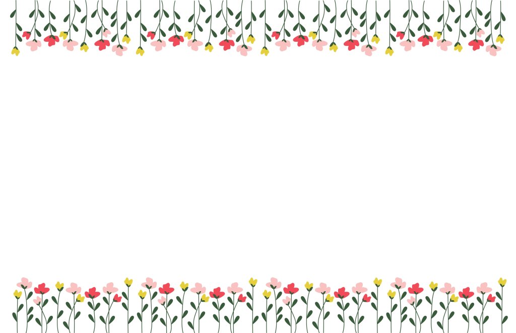 وکتور گل های حاشیه رنگارنگ قرمز صورتی زرد 