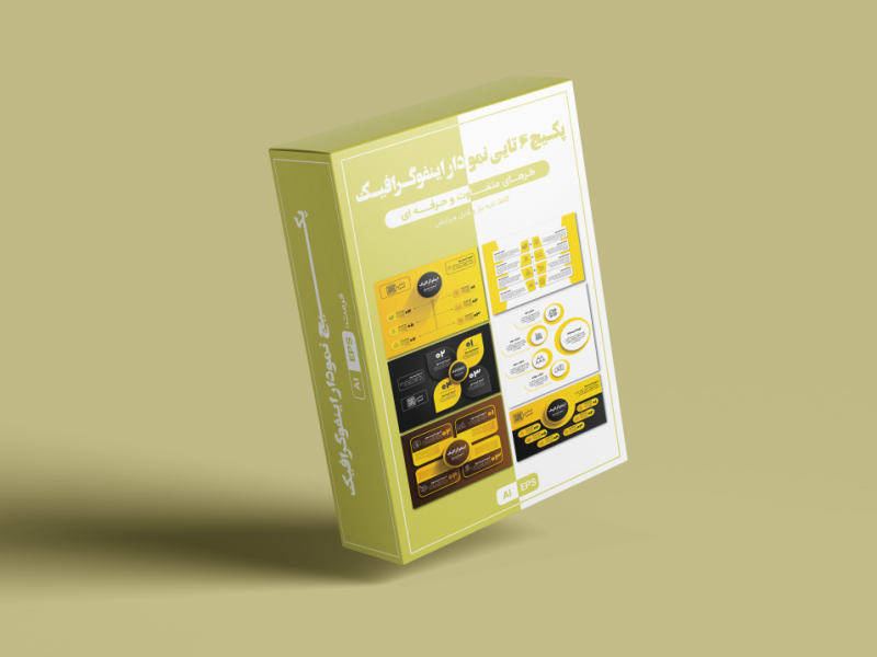 دانلود-مجموعه-۶-تایی-طرح-لایه-باز-اینفوگرافیک-زرد-و-مشکی-|-طراحی-مدرن-و-حرفه‌ای