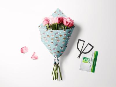 طرح لایه باز موکاپ دسته گل