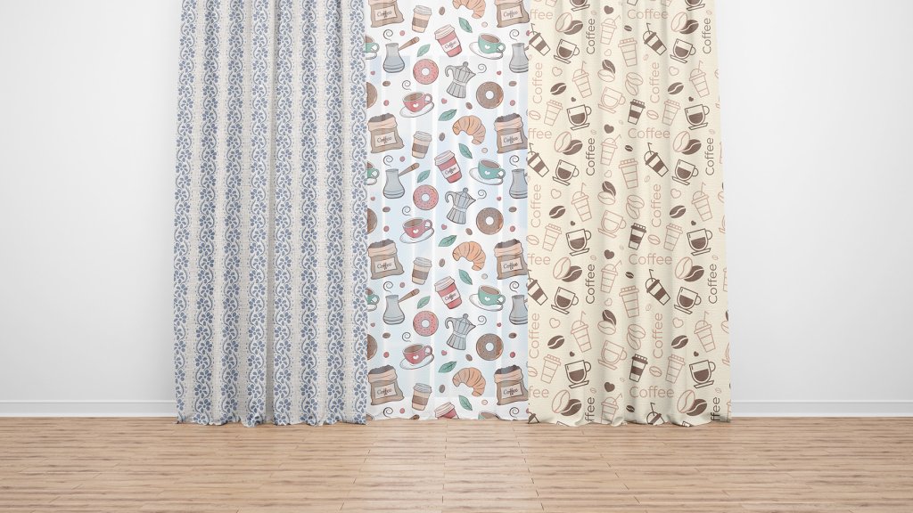  لایه باز موکاپ پرده اتاق