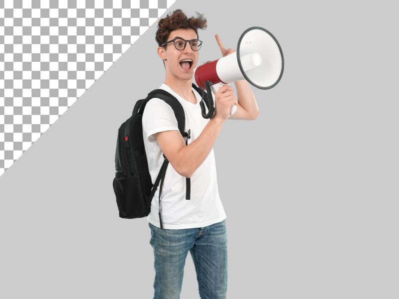 فایل-لایه-باز-تصویر-کاراکتر-پسر-جوان-در-حال-فریاد-زدن-با-بلندگو-
