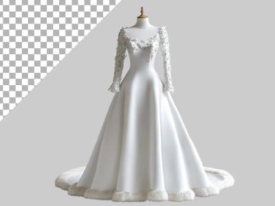 فایل لایه باز تصویر لباس عروس روی مانکن