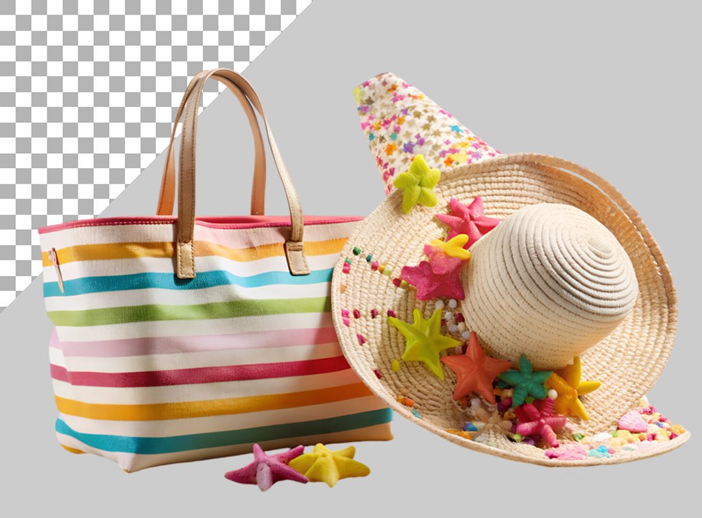 فایل لایه باز کیف کلاه ساحلی زیبا 