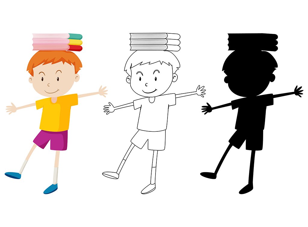 وکتور تصویر کتاب رنگ آمیزی طرح پسر بچه بازیگوش 