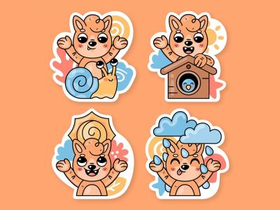 وکتور مجموعه استیکرهای کارتونی فانتزی 