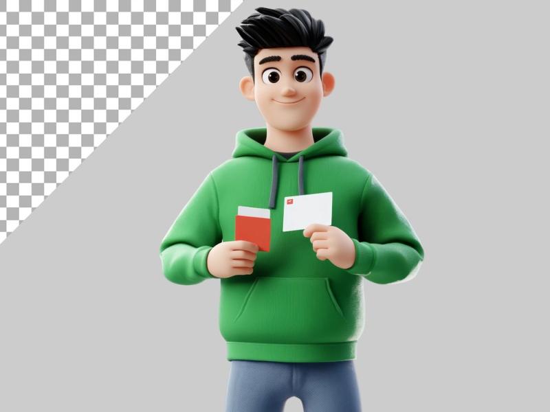 فایل-لایه-باز-تصویر-کاراکتر-پسر-جوان-با-کارت-پستال-