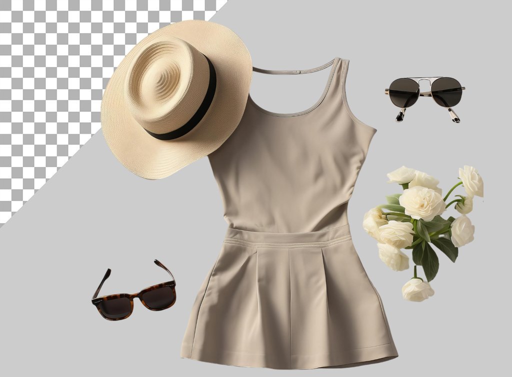 فایل لایه باز پیراهن تابستانی با عینک و کلاه 