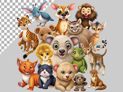 فایل لایه باز تصویر مجموعه حیوانات جنگل 