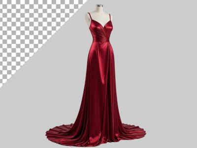 فایل لایه باز لباس مجلسی ساتن قرمز شیک 