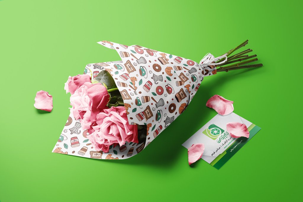 طرح لایه باز موکاپ دسته گل