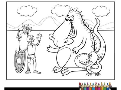 وکتور صفحه رنگ آمیزی طرح شوالیه و اژدها 