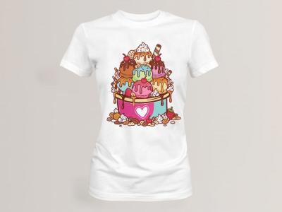 طرح لایه باز بستنی بزرگ برای چاپ روی تیشرت