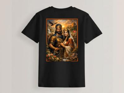 طرح تیشرت کوروش بزرگ و ملکه کاساندان