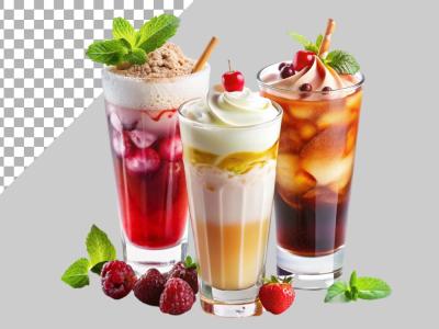 فایل لایه باز نوشیدنی خنک در لیوان های مختلف 