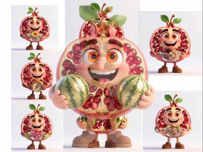 شخصیت کارتونی سه‌بعدی نیمه انار، طرح شب یلدا